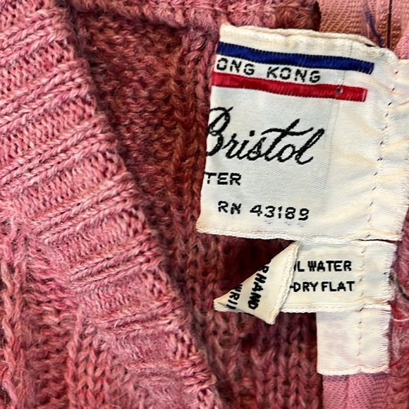 Vintage Dusty Pink Cable Knit Woolen Sweater Back Zip Authentic - Picture 7 of 12